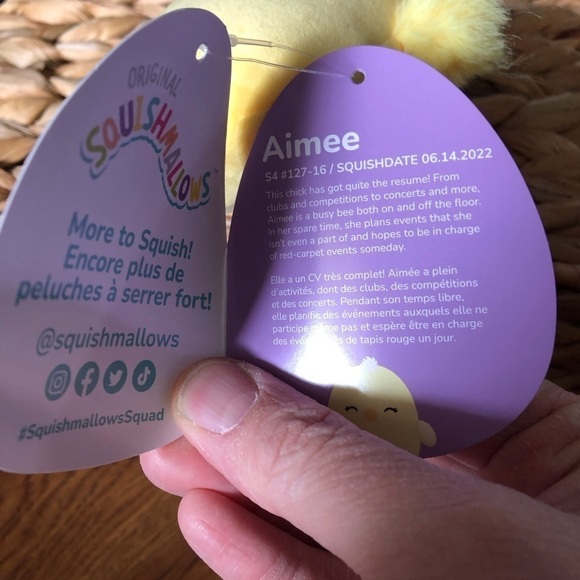 Squishmallows Easter: Aimee the Chick in 4” - Picture 7 of 8